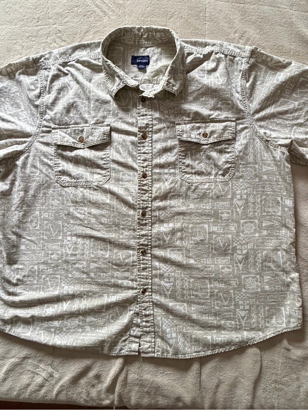 Basic Editions Men's Short-Sleeve Button-Up Shirt - nautical print